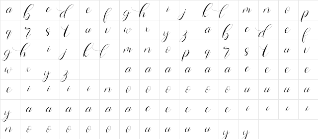 Hiromi Regular  glyph index
