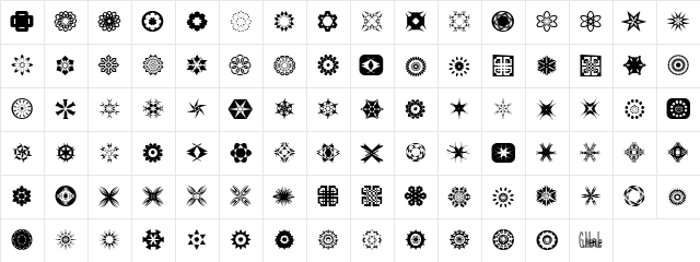 Meadings Regular  glyph index