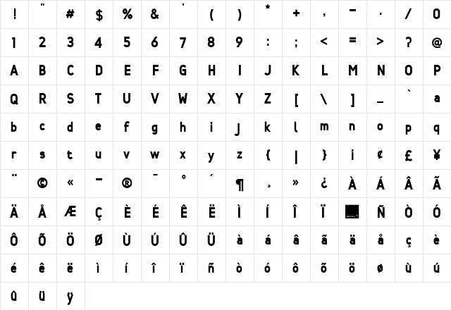 Min Regular  glyph index