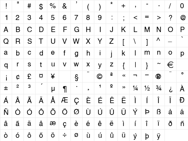 Alps Normal  glyph index