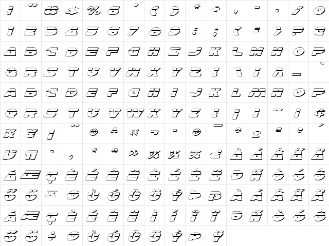 Han Solo Exp Shadow LasItal Exp Shadow LasItal  glyph index