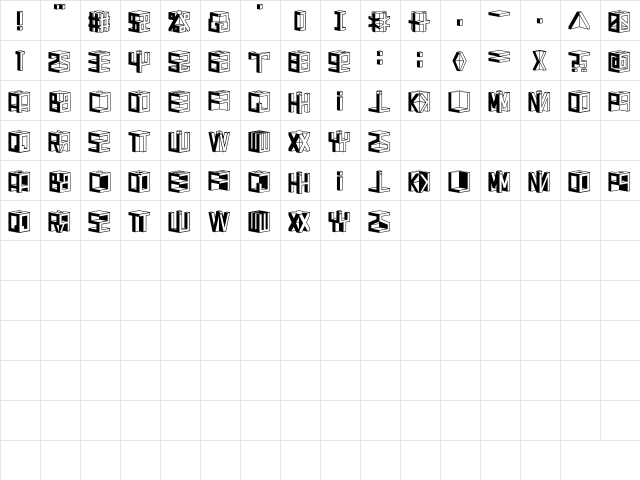 D3 Cubism Regular  glyph index