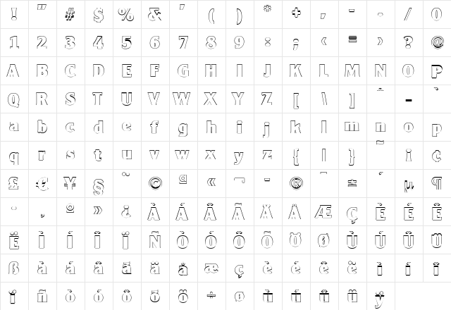 AlexanderBeckerOutline-Heavy Regular  glyph index