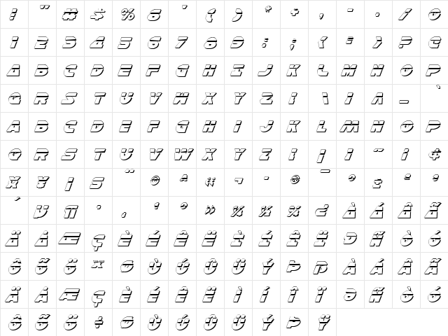 Han Solo Shadow LasItal Shadow LasItal  glyph index