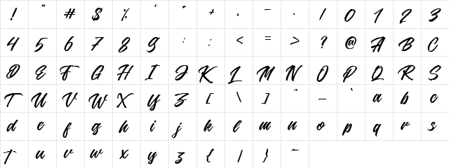 Jouska Regular  glyph index