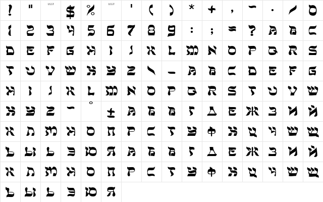DS Sholom Medium  glyph index