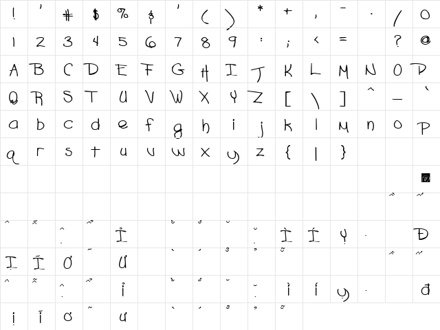 VfFree33 Regular  glyph index