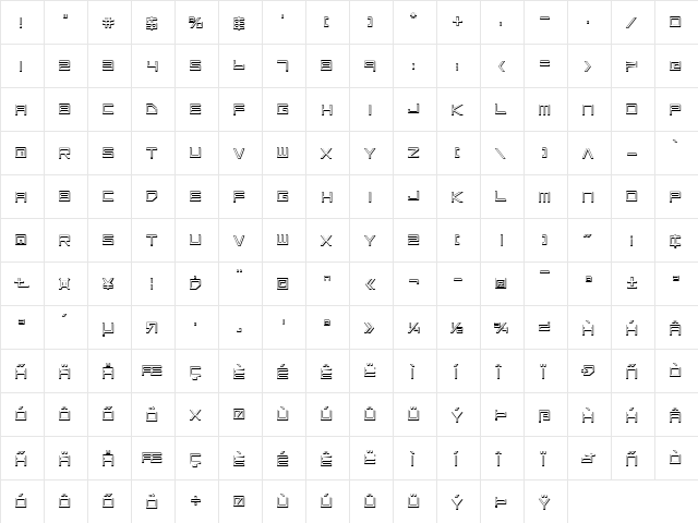 Low Gun Screen Outline Outline  glyph index