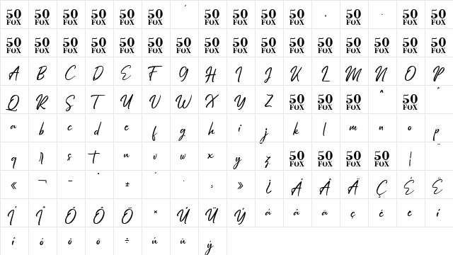 Hiroshima Script Regular  glyph index