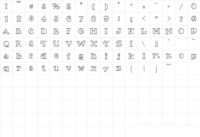 Scrap Color Me 8 Regular  glyph index