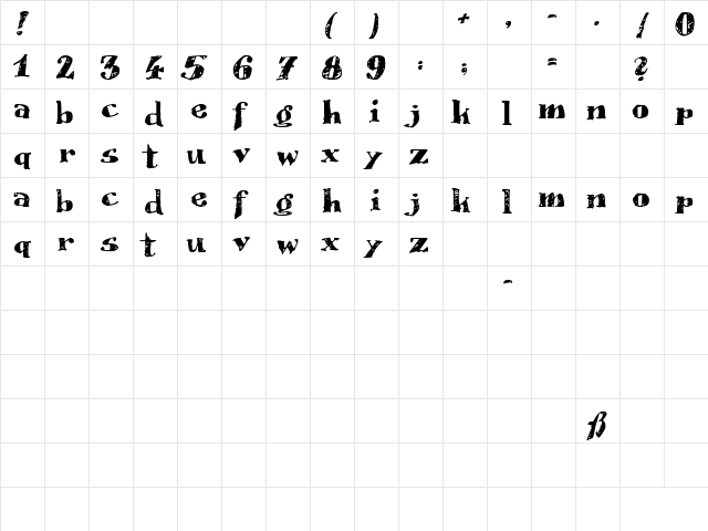 Scrubble Regular  glyph index
