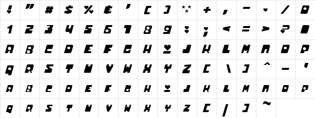 Powerpuff Regular  glyph index