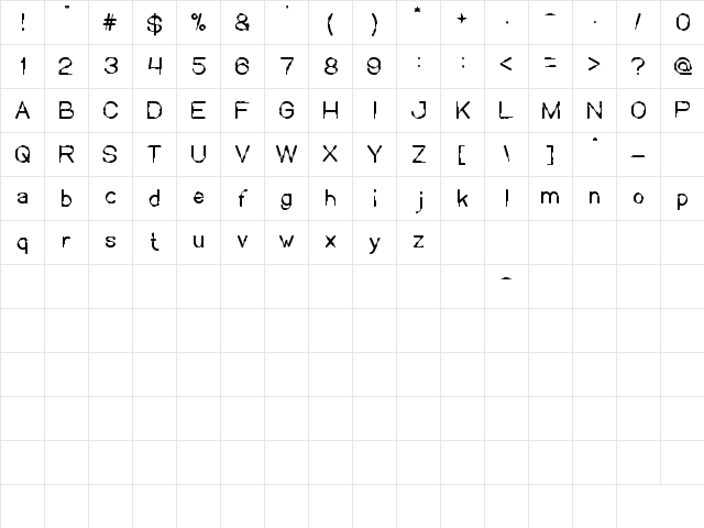 Sausage Regular  glyph index
