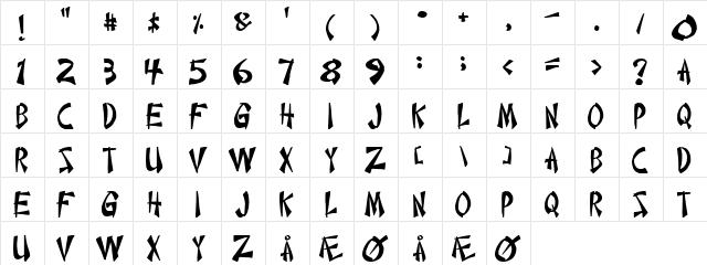 Chinese Takeaway Regular  glyph index