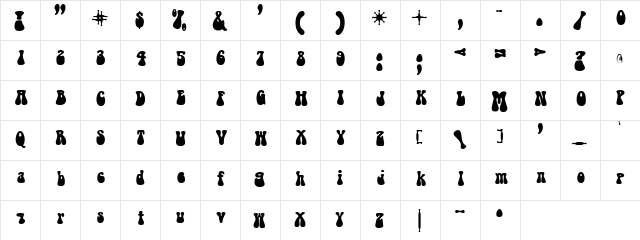 BaseFontSix Regular  glyph index