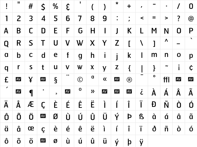 Hermes Regular  glyph index