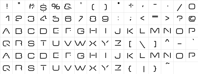 VDub Regular  glyph index