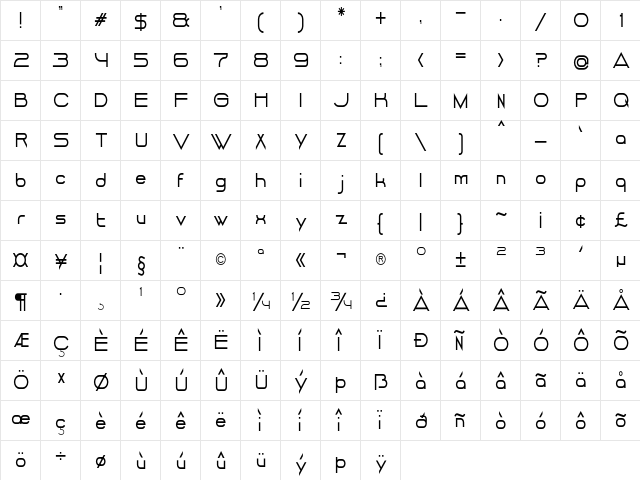 DANCING JUICE Regular  glyph index