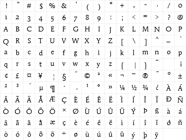 MendozaRomanITCOS-Book Book  glyph index