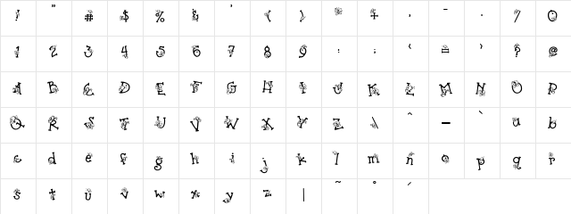 DJ Butterfly Regular  glyph index