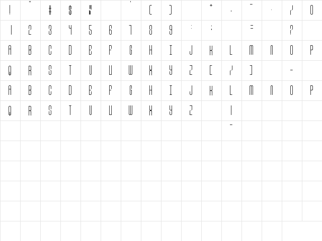 Font 33 Regular  glyph index