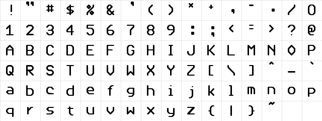 UHF Regular  glyph index