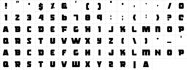 Rogue Hero Regular  glyph index