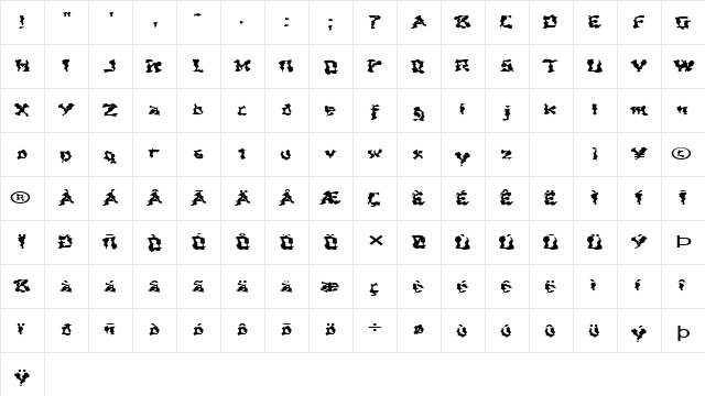 FZ WACKY 44 EX Normal  glyph index