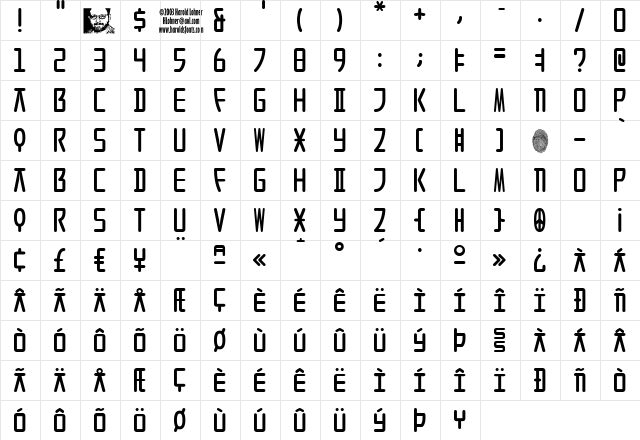 SeoulCaps Alt Regular  glyph index
