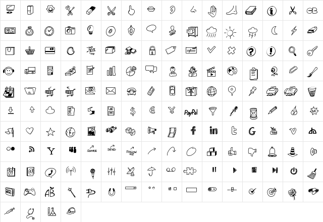 PeaxDrawnIcons Medium  glyph index