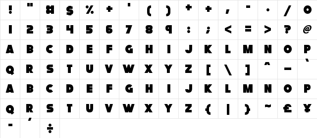 Fatcat Regular  glyph index