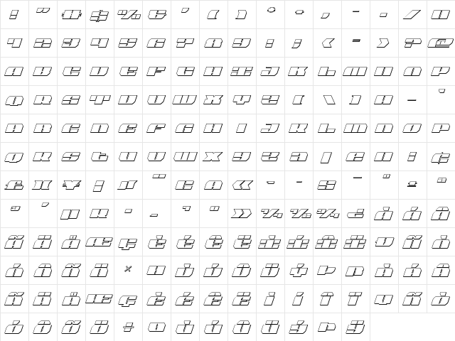 Joy Shark Outline Italic Outline Italic  glyph index