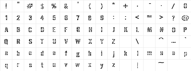 Kharab Regular  glyph index