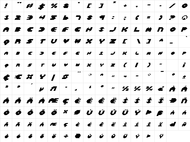 Bal-Astaral Expanded Italic Expanded Italic  glyph index