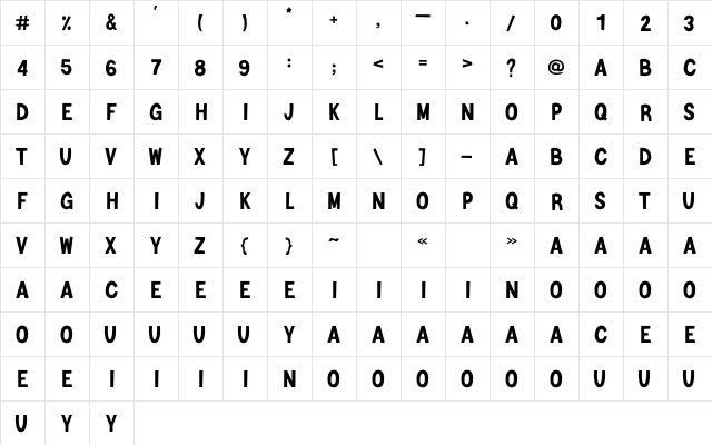 HETIKADemo Regular  glyph index