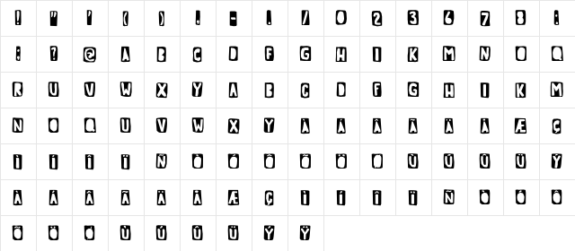 Tough Cookie Three DEMO Regular  glyph index