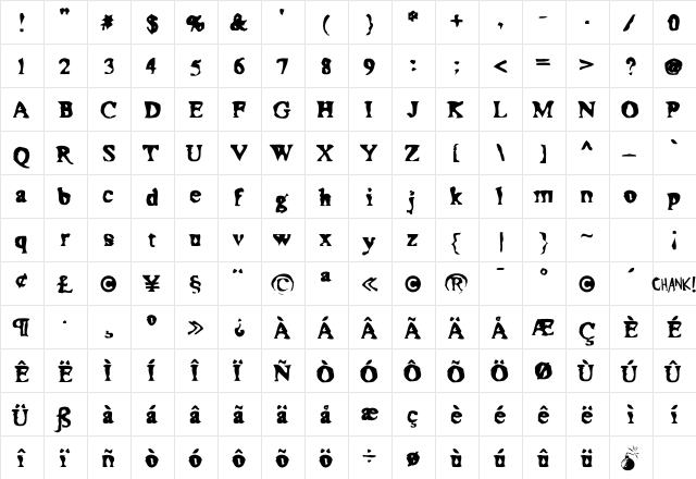 Moonshine Murky  glyph index