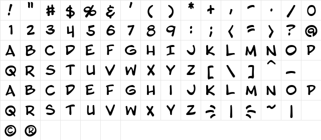 Blambot Pro Regular  glyph index