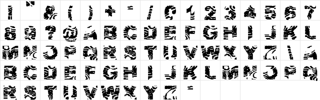 Zebra Ztripez Regular  glyph index