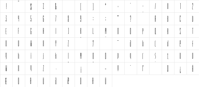 Spirit Bold  glyph index
