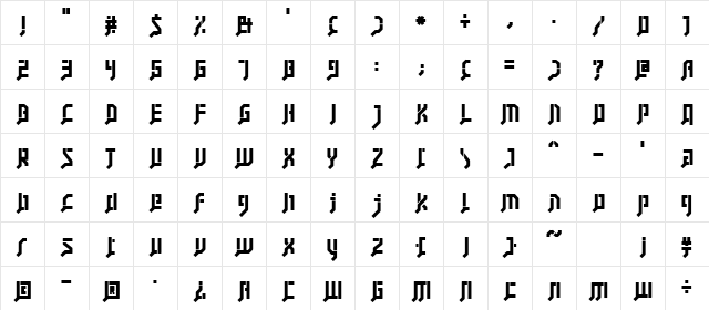 FSB08KlangStencilAl Regular  glyph index