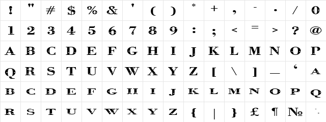 Graphis Heavy  glyph index