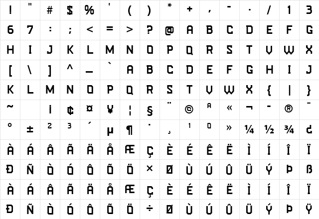 Tough Love Display  glyph index