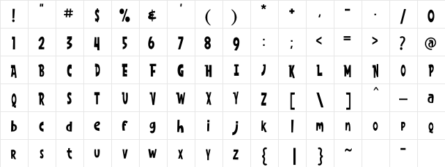 Rocket Mission Regular  glyph index