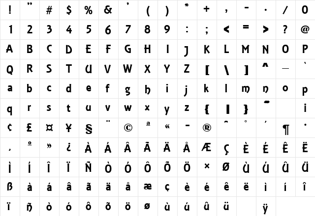 Estelle DB Regular  glyph index