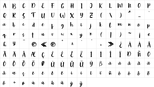 Sottel Regular  glyph index