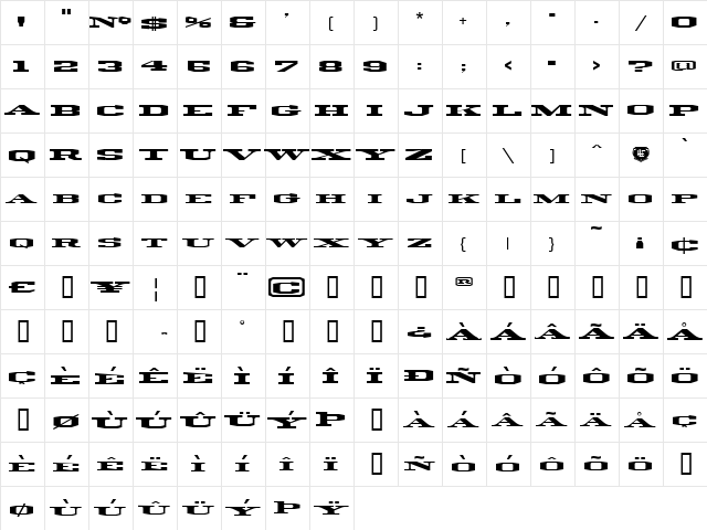 LHF Pullman Train BETA Regular  glyph index