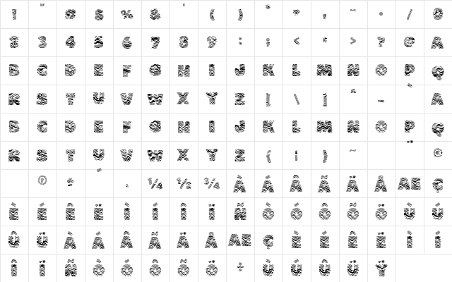 THE WAVE Regular  glyph index