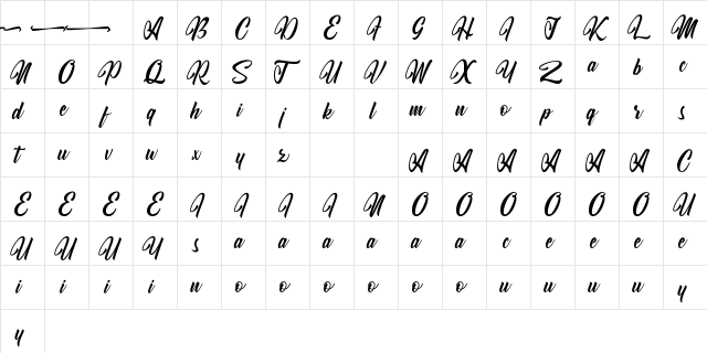 Kodinah Diary Regular  glyph index