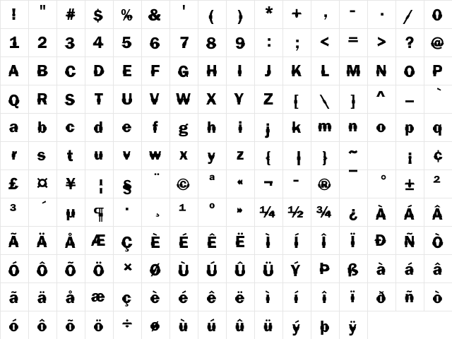 DTCFranklinGotM44 Regular  glyph index